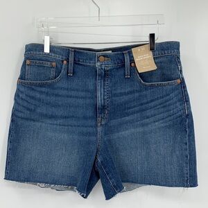 Madewell High rise denim shorts jeans cut-off raw frayed hem woman new 32